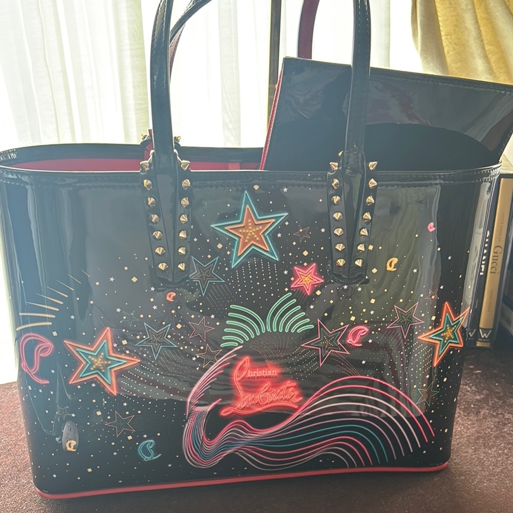 Christian Louboutin Starlight Cabata Black Patent Leather Tote/Pouch
